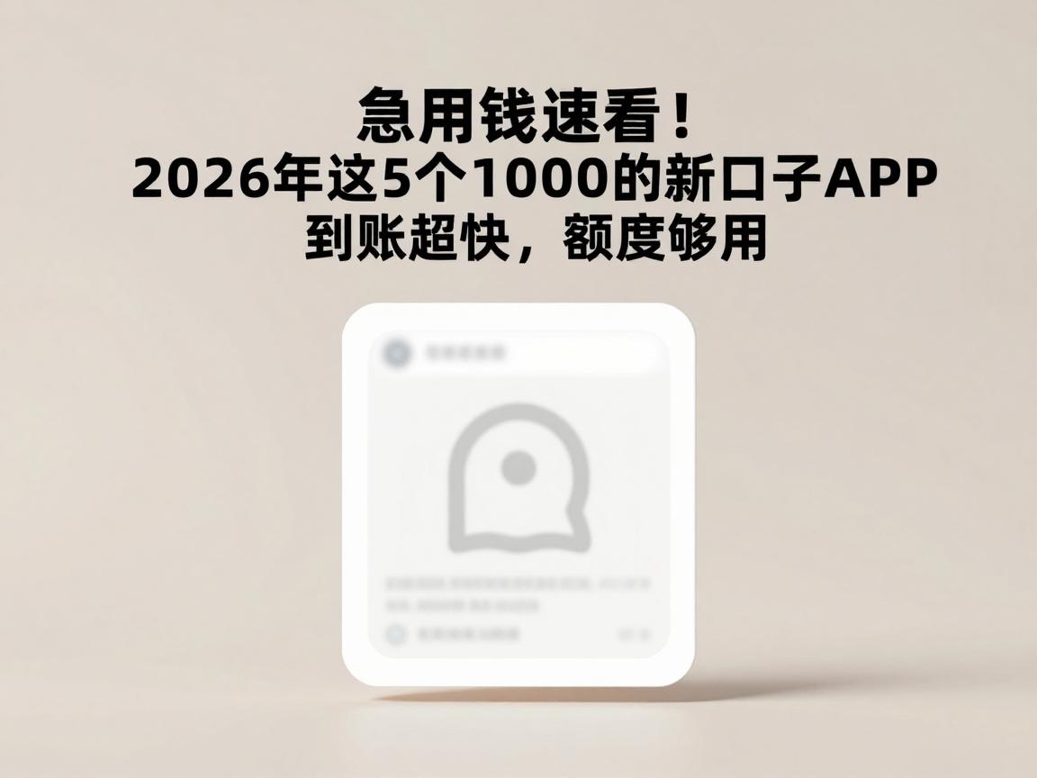 急用钱速看！2026年这5个1000的新口子APP到账超快，额度够用